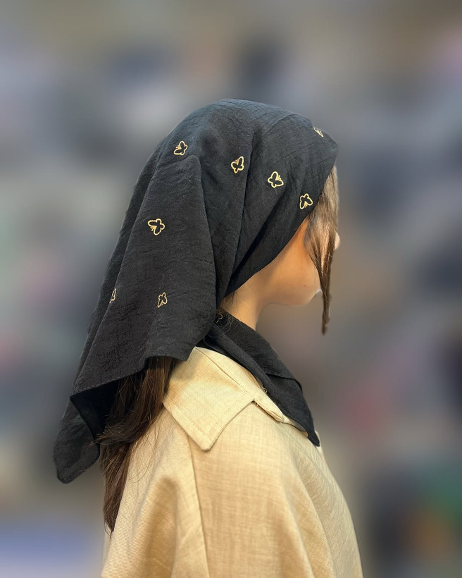 مینی اسکارف مشکی گلدوزی شده کد ۷۱۰