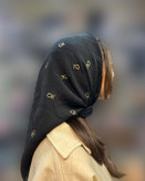 مینی اسکارف مشکی گلدوزی شده کد ۷۱۰
