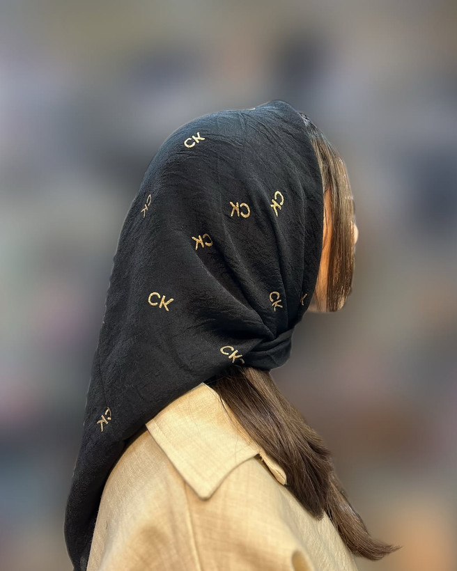 مینی اسکارف مشکی گلدوزی شده کد ۷۱۰