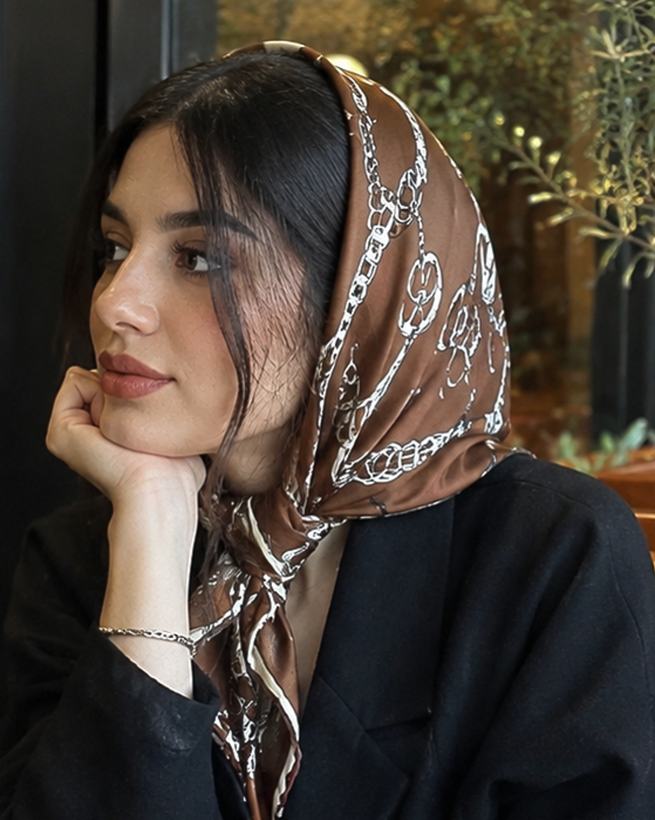 مینی اسکارف ابریشم زنجیری کد ۱۰۱۰