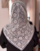 مینی اسکارف سه گوش لب گیپور سفید کد ۱۳۰۰