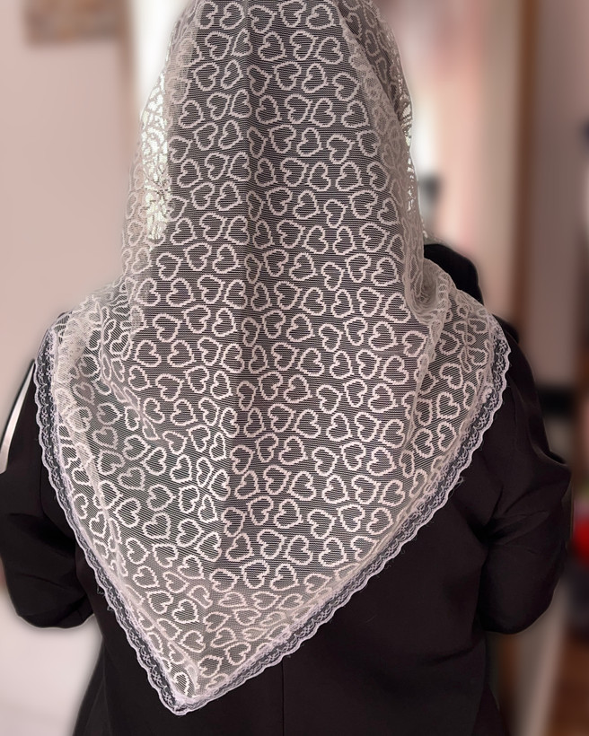 مینی اسکارف سه گوش لب گیپور سفید کد ۱۳۰۰