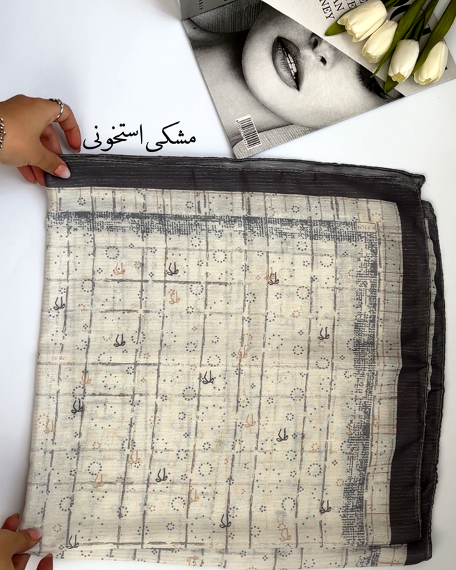روسری سوپرنخ پاپیونی شاین دار قواره ۹۰ کد ۱۳۸۰