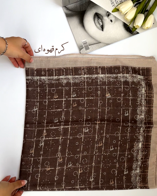 روسری سوپرنخ پاپیونی شاین دار قواره ۹۰ کد ۱۳۸۰