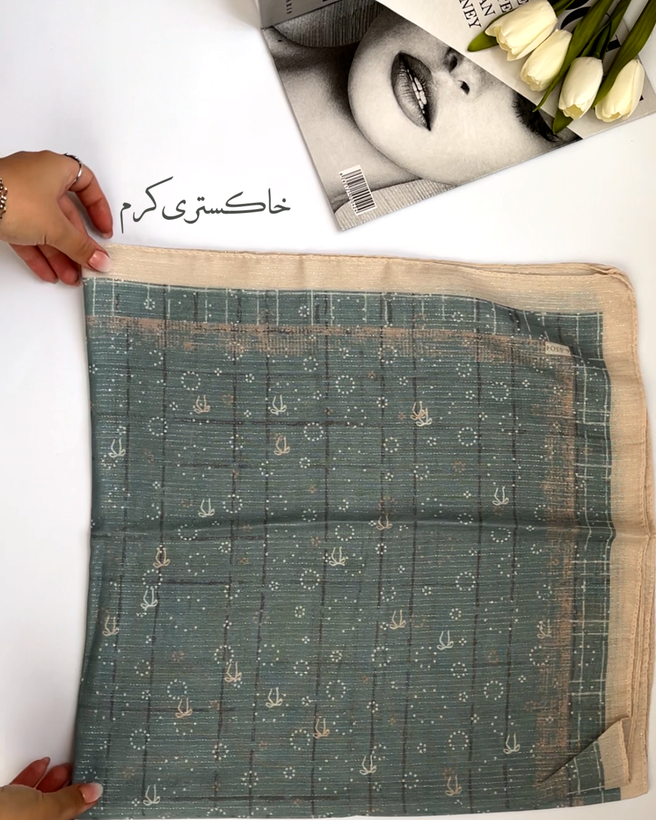 روسری سوپرنخ پاپیونی شاین دار قواره ۹۰ کد ۱۳۸۰