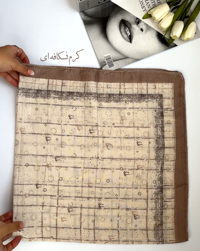 روسری سوپرنخ پاپیونی شاین دار قواره ۹۰ کد ۱۳۸۰